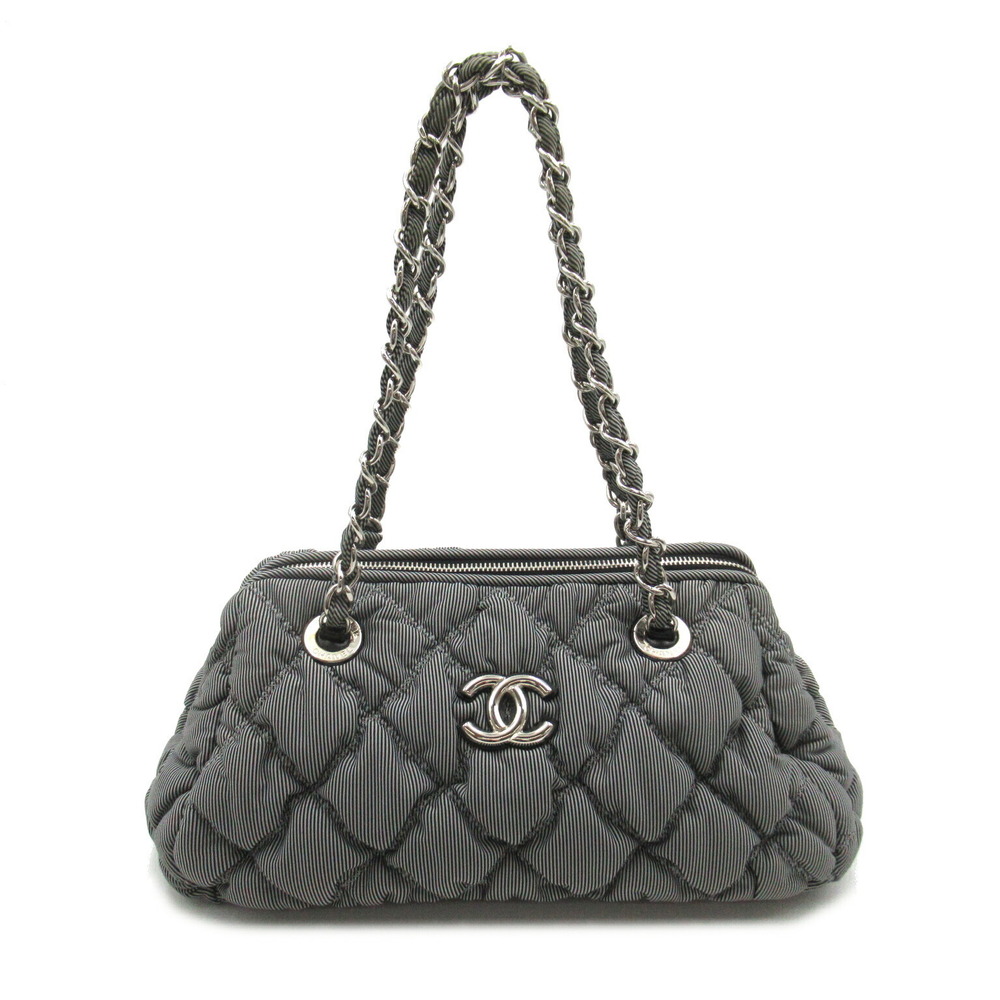 CHANEL Bubble Handbag Nylon Gray
